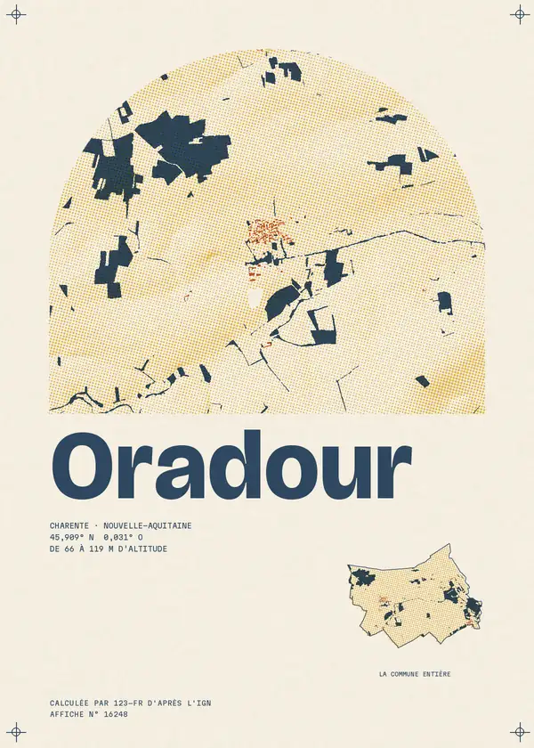 Affiche de Oradour, calculée par 123-fr d'après l'IGN