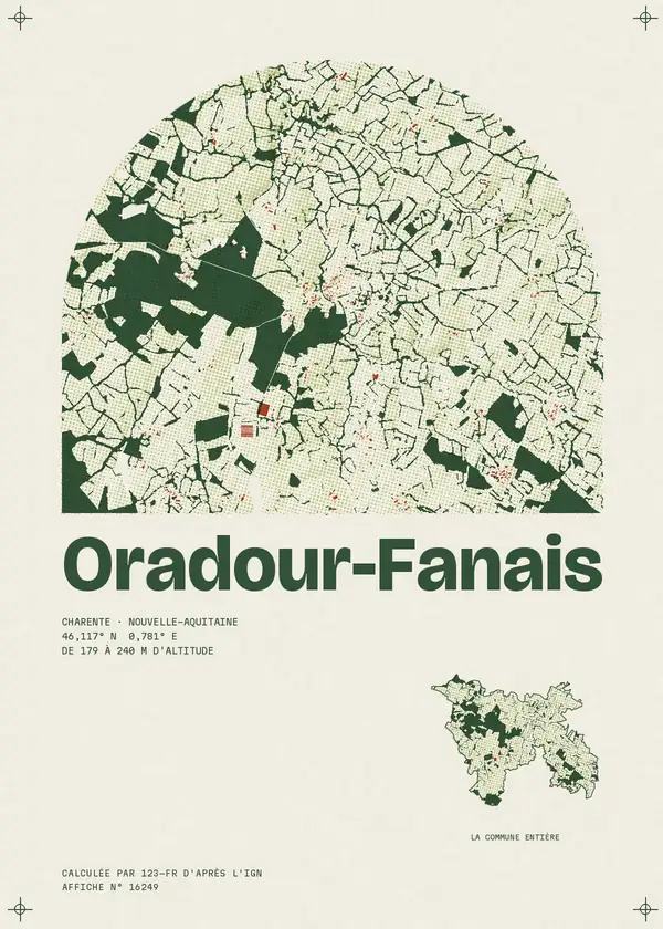 Affiche de Oradour-Fanais, calculée par 123-fr d'après l'IGN