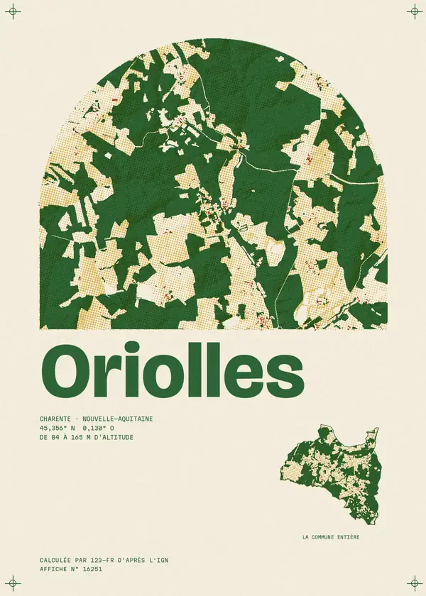 Affiche de Oriolles, calculée par 123-fr d'après l'IGN