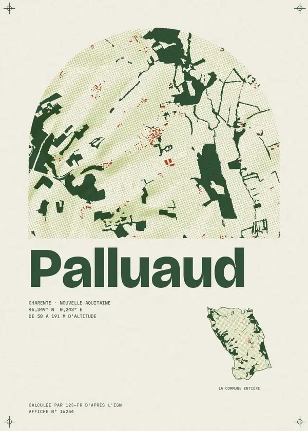 Affiche de Palluaud, calculée par 123-fr d'après l'IGN