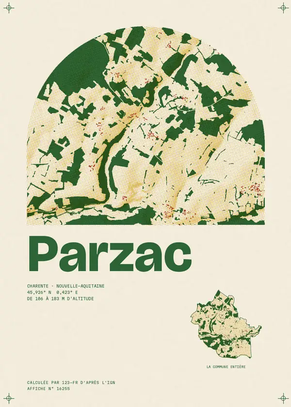 Affiche de Parzac, calculée par 123-fr d'après l'IGN