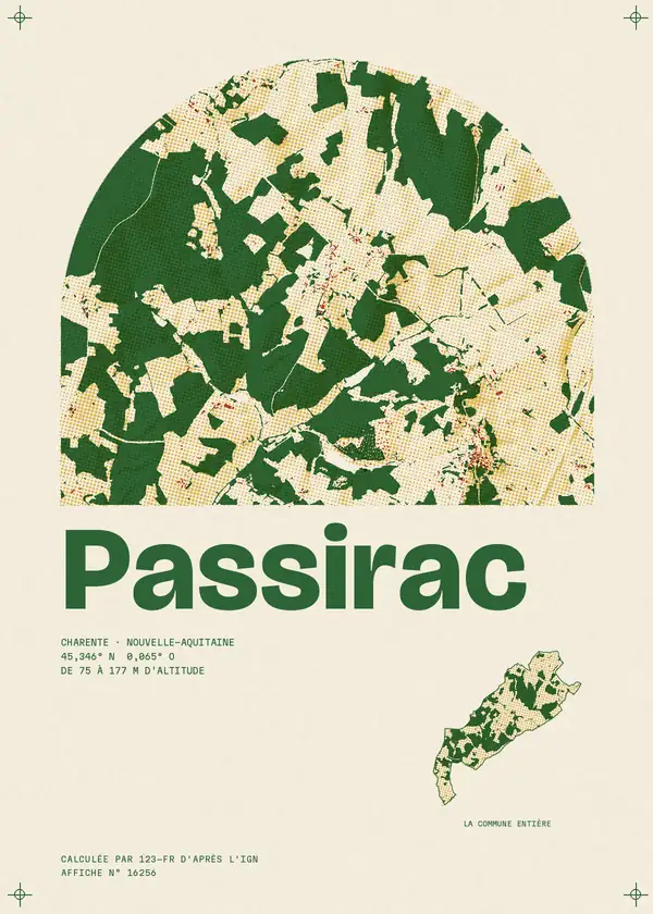 Affiche de Passirac, calculée par 123-fr d'après l'IGN