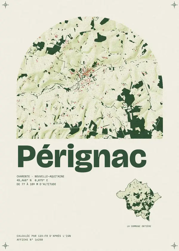 Affiche de Pérignac, calculée par 123-fr d'après l'IGN