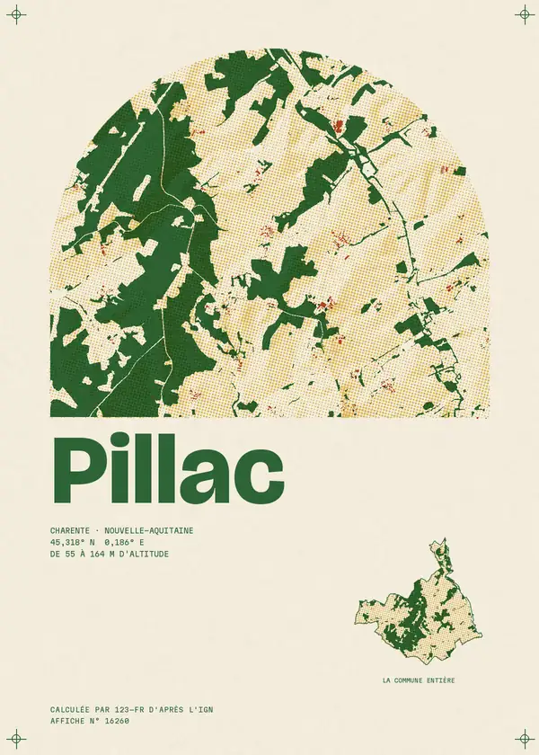 Affiche de Pillac, calculée par 123-fr d'après l'IGN