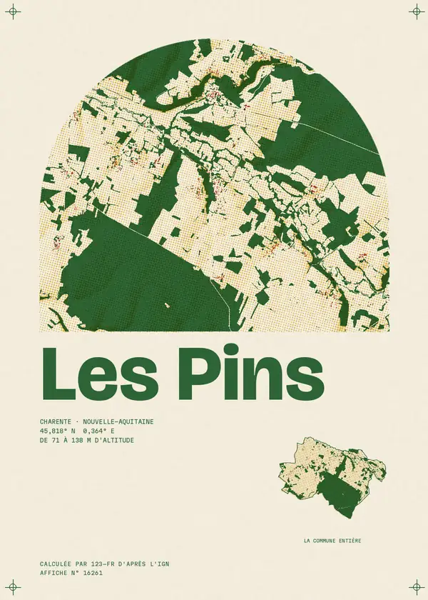 Affiche de Les Pins, calculée par 123-fr d'après l'IGN