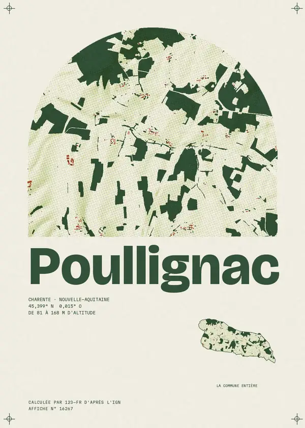 Affiche de Poullignac, calculée par 123-fr d'après l'IGN