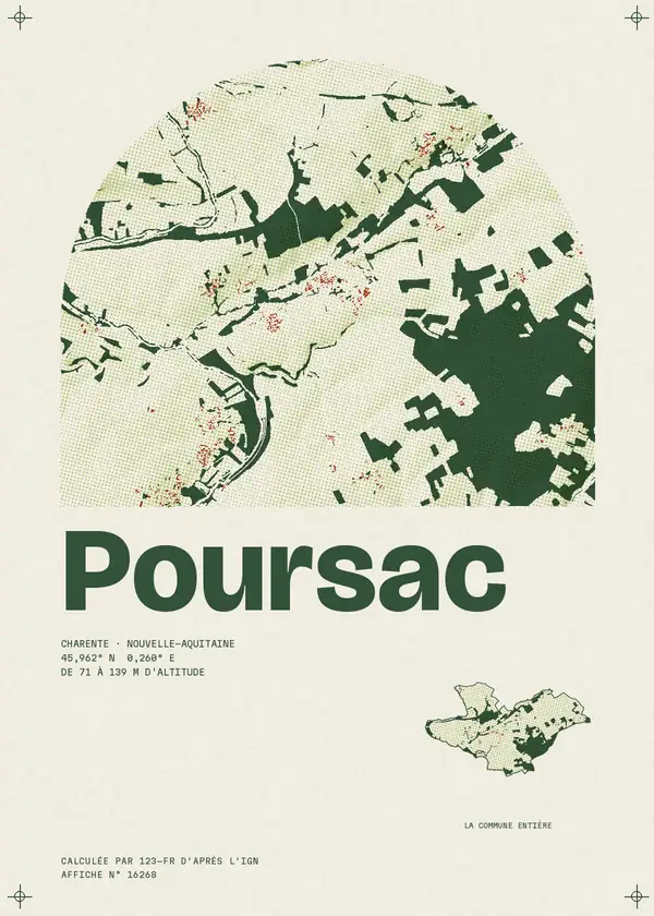 Affiche de Poursac, calculée par 123-fr d'après l'IGN