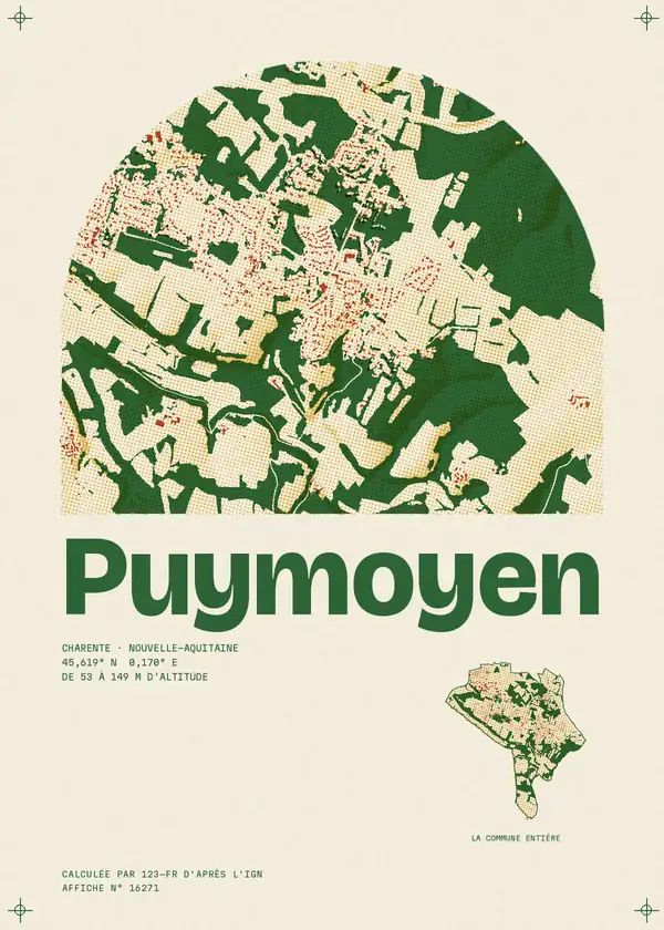 Affiche de Puymoyen, calculée par 123-fr d'après l'IGN