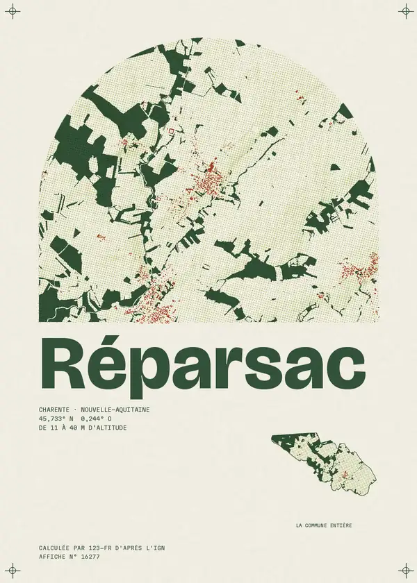 Affiche de Réparsac, calculée par 123-fr d'après l'IGN