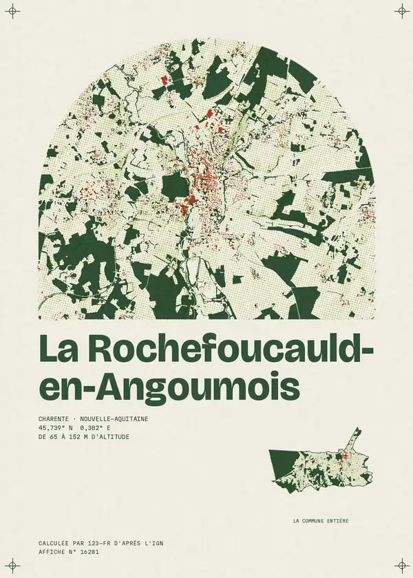 Affiche de La Rochefoucauld-en-Angoumois, calculée par 123-fr d'après l'IGN