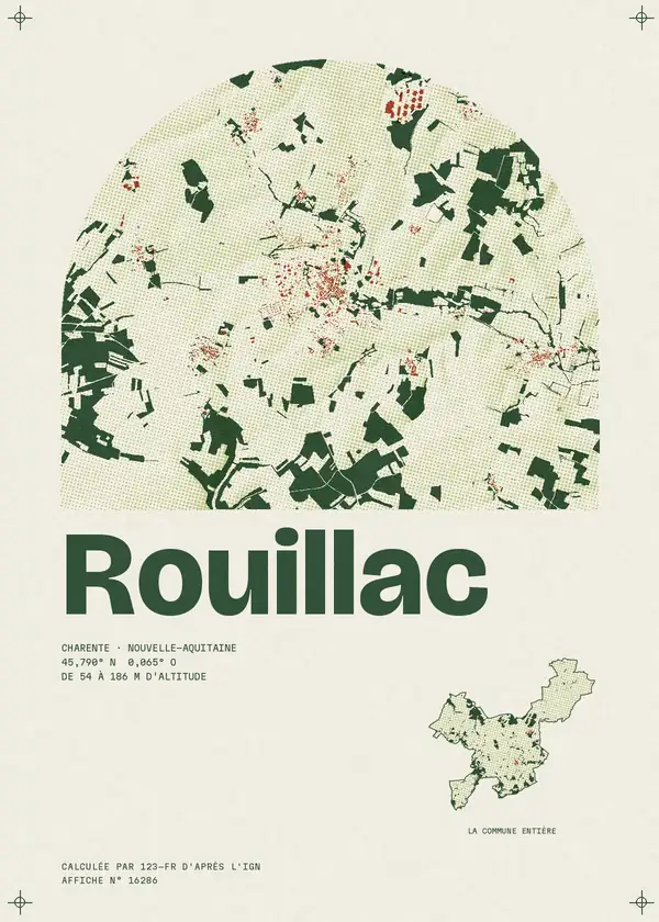 Affiche de Rouillac, calculée par 123-fr d'après l'IGN
