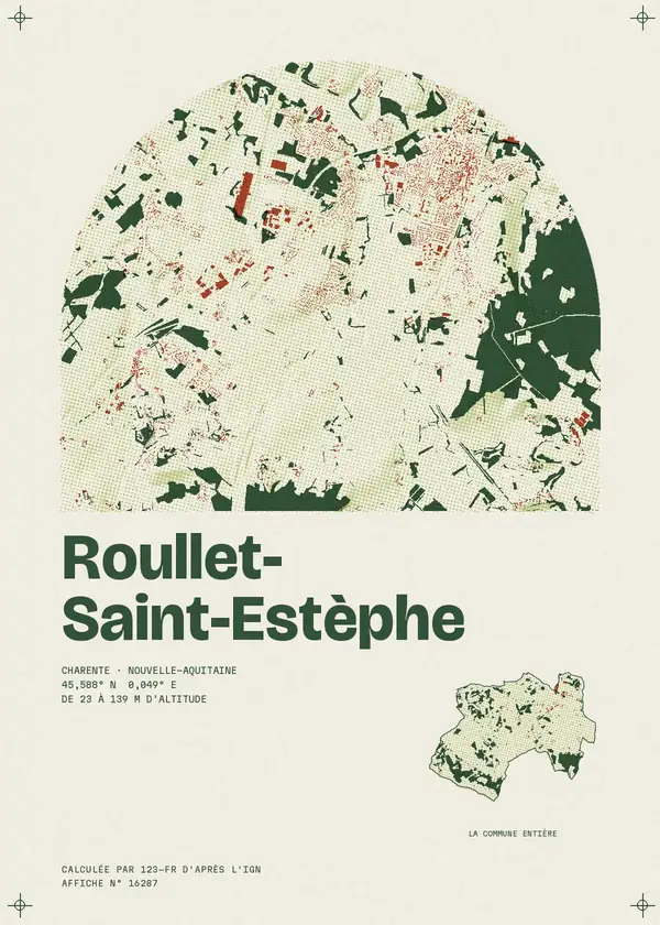 Affiche de Roullet-Saint-Estèphe, calculée par 123-fr d'après l'IGN