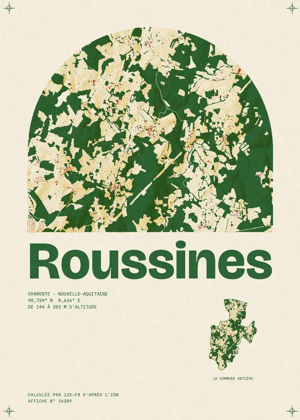 Affiche de Roussines, calculée par 123-fr d'après l'IGN