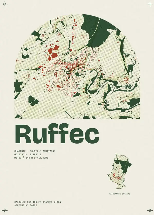 Affiche de Ruffec, calculée par 123-fr d'après l'IGN