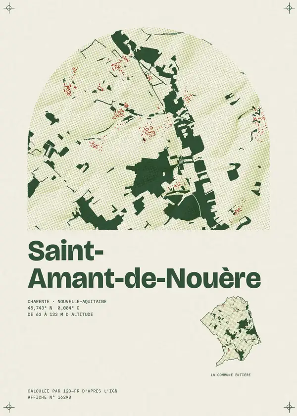 Affiche de Saint-Amant-de-Nouère, calculée par 123-fr d'après l'IGN