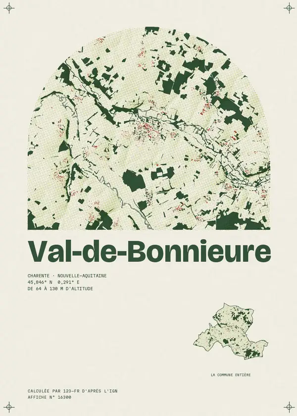 Affiche de Val-de-Bonnieure, calculée par 123-fr d'après l'IGN