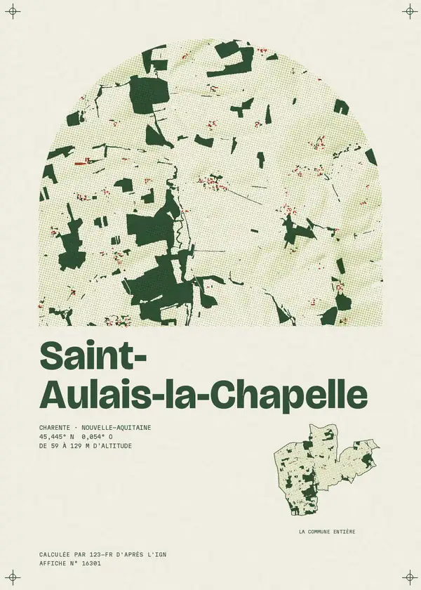 Affiche de Saint-Aulais-la-Chapelle, calculée par 123-fr d'après l'IGN