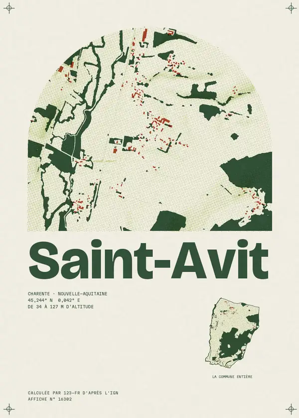 Affiche de Saint-Avit, calculée par 123-fr d'après l'IGN