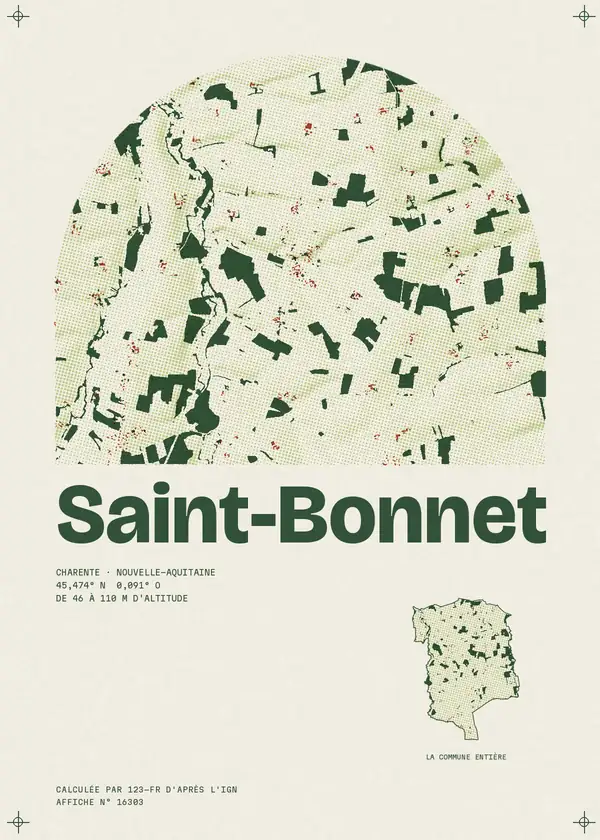 Affiche de Saint-Bonnet, calculée par 123-fr d'après l'IGN