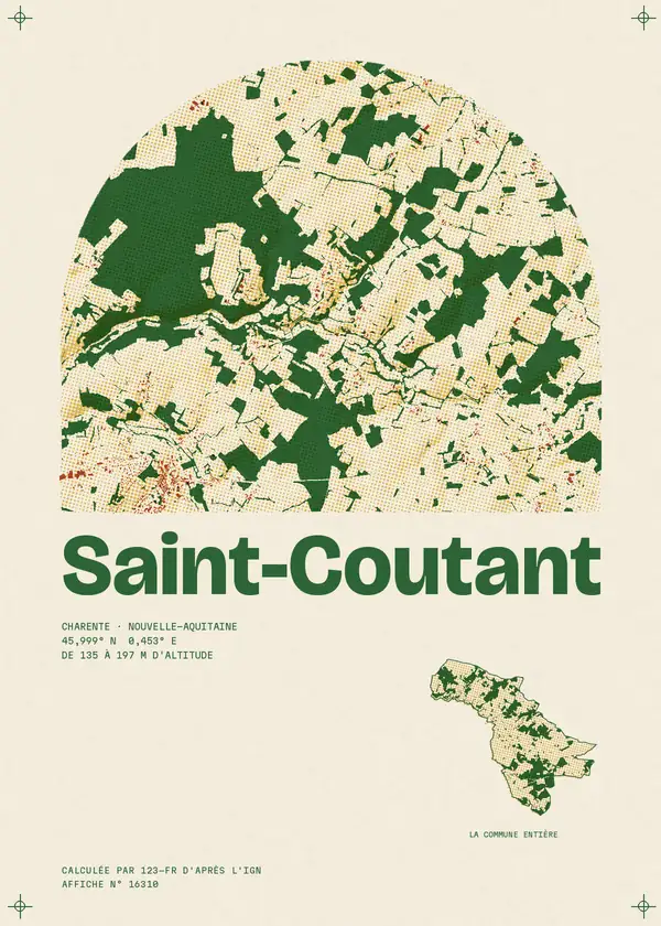 Affiche de Saint-Coutant, calculée par 123-fr d'après l'IGN