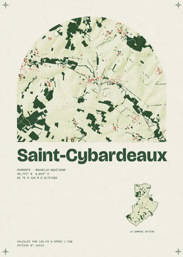 Affiche de Saint-Cybardeaux, calculée par 123-fr d'après l'IGN