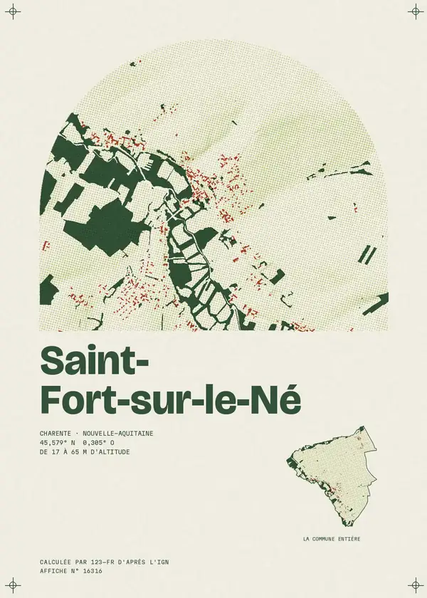 Affiche de Saint-Fort-sur-le-Né, calculée par 123-fr d'après l'IGN