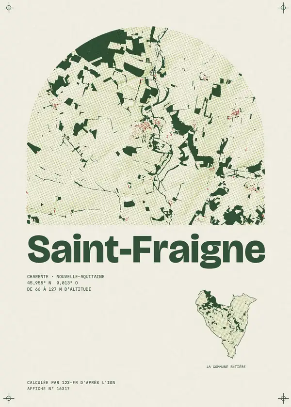 Affiche de Saint-Fraigne, calculée par 123-fr d'après l'IGN