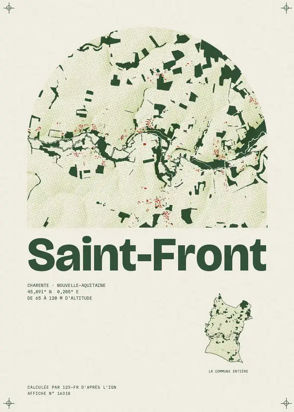 Affiche de Saint-Front, calculée par 123-fr d'après l'IGN