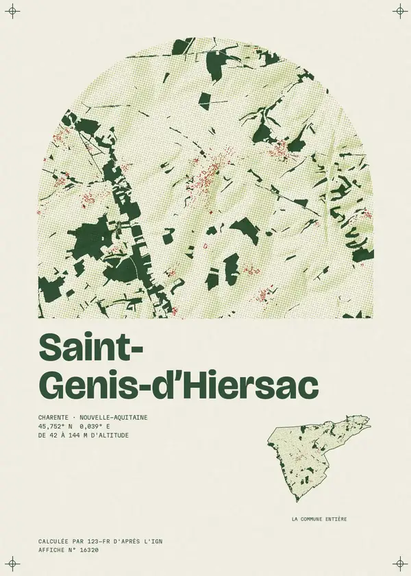 Affiche de Saint-Genis-d'Hiersac, calculée par 123-fr d'après l'IGN