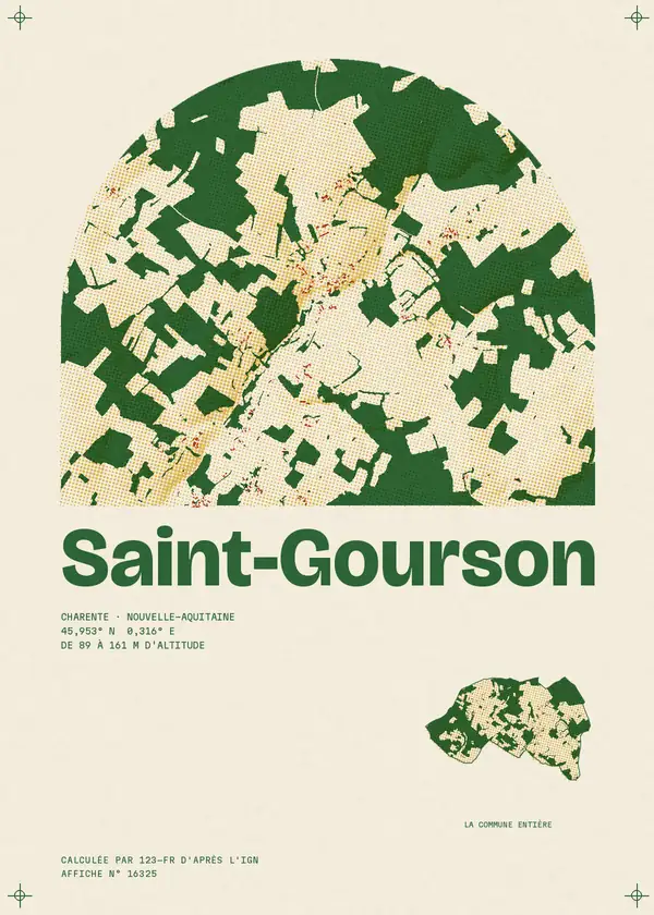 Affiche de Saint-Gourson, calculée par 123-fr d'après l'IGN
