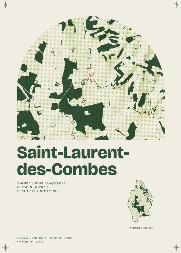 Affiche de Saint-Laurent-des-Combes, calculée par 123-fr d'après l'IGN