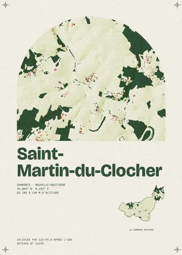 Affiche de Saint-Martin-du-Clocher, calculée par 123-fr d'après l'IGN