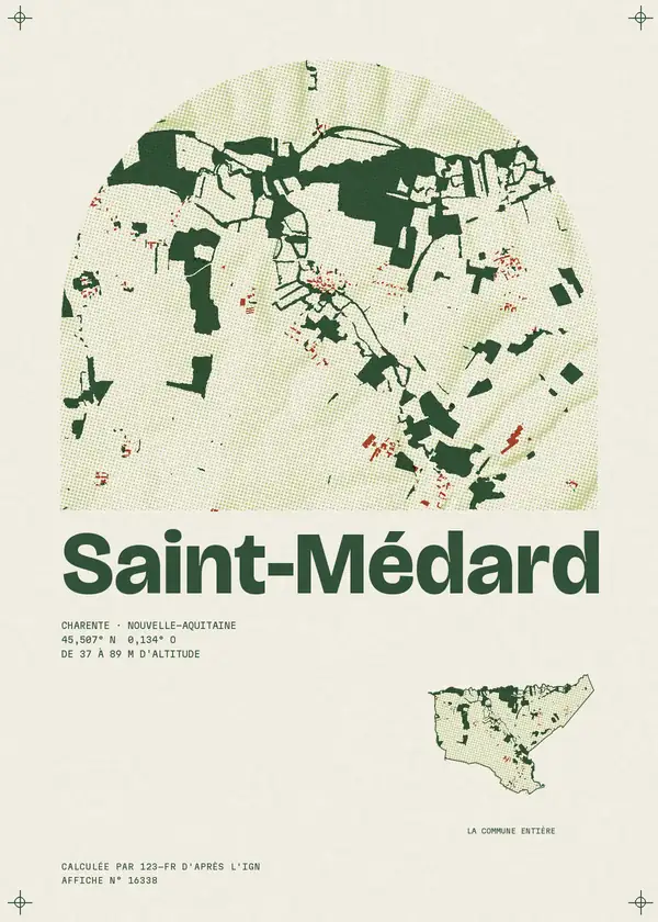 Affiche de Saint-Médard, calculée par 123-fr d'après l'IGN