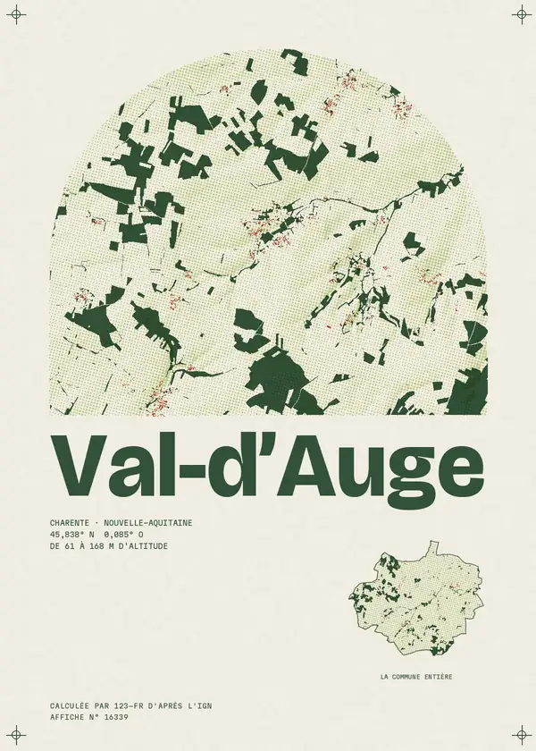 Affiche de Val-d'Auge, calculée par 123-fr d'après l'IGN