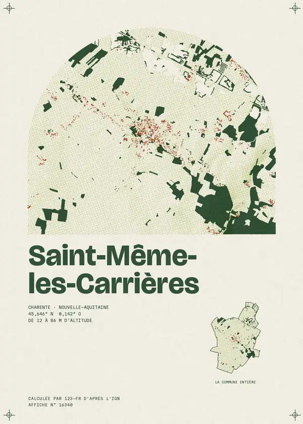 Affiche de Saint-Même-les-Carrières, calculée par 123-fr d'après l'IGN