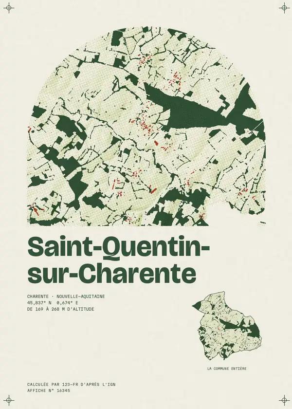 Affiche de Saint-Quentin-sur-Charente, calculée par 123-fr d'après l'IGN