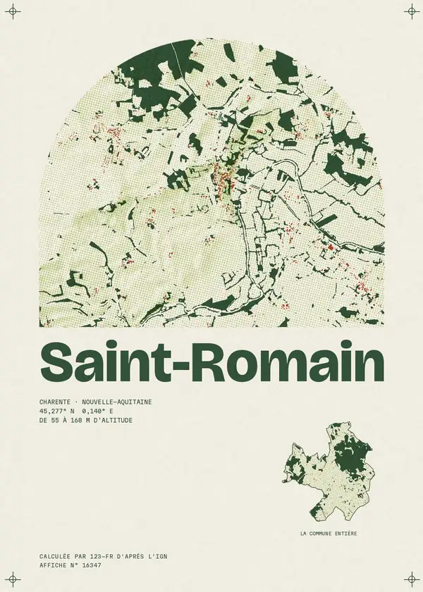 Affiche de Saint-Romain, calculée par 123-fr d'après l'IGN