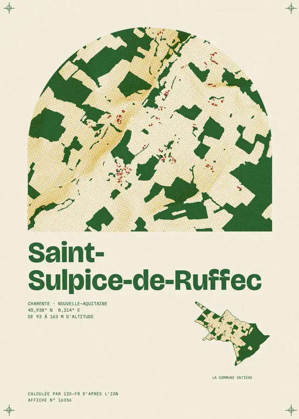 Affiche de Saint-Sulpice-de-Ruffec, calculée par 123-fr d'après l'IGN
