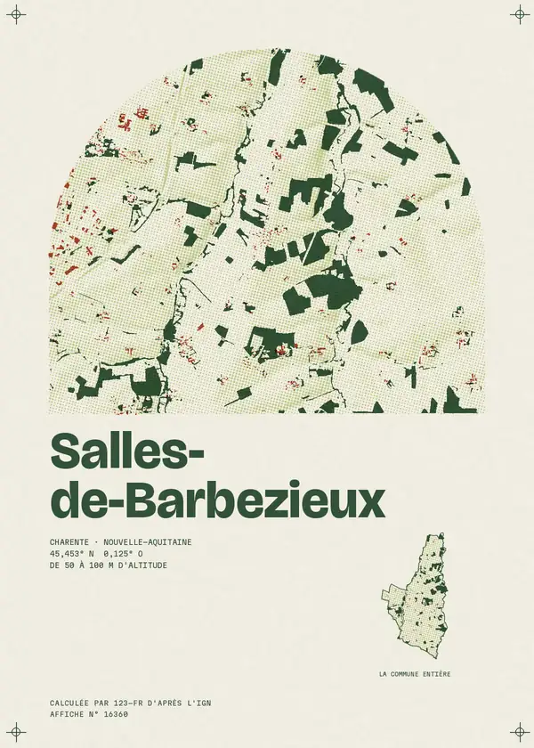Affiche de Salles-de-Barbezieux, calculée par 123-fr d'après l'IGN
