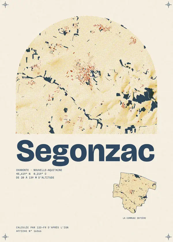 Affiche de Segonzac, calculée par 123-fr d'après l'IGN