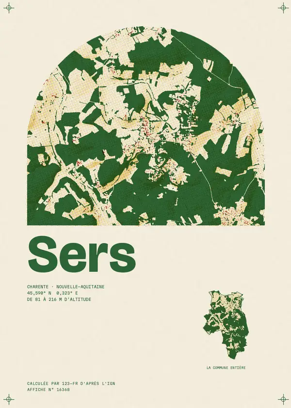 Affiche de Sers, calculée par 123-fr d'après l'IGN