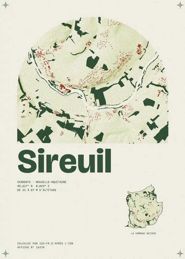 Affiche de Sireuil, calculée par 123-fr d'après l'IGN