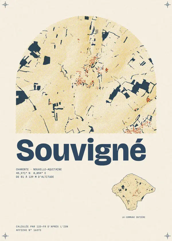 Affiche de Souvigné, calculée par 123-fr d'après l'IGN