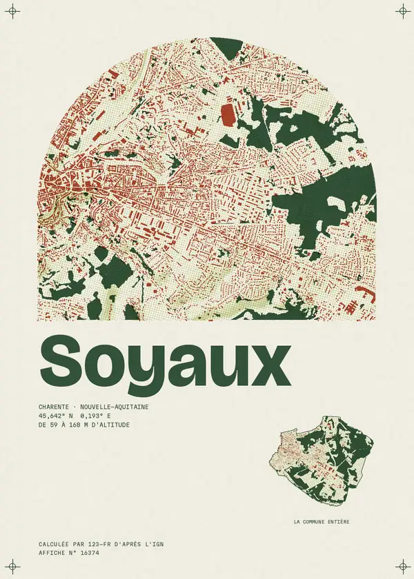 Affiche de Soyaux, calculée par 123-fr d'après l'IGN