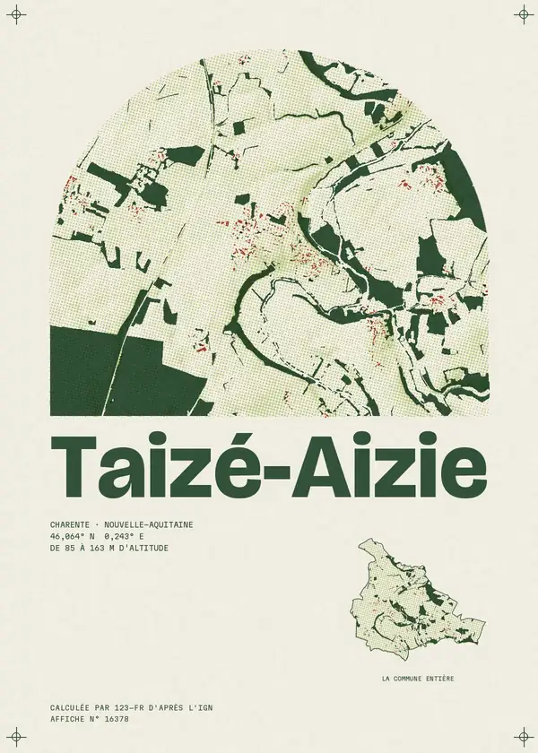 Affiche de Taizé-Aizie, calculée par 123-fr d'après l'IGN