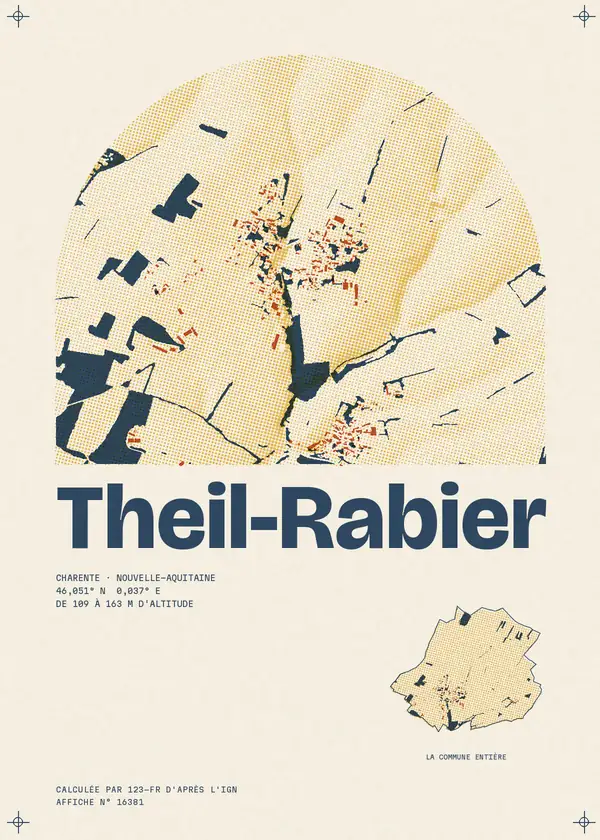 Affiche de Theil-Rabier, calculée par 123-fr d'après l'IGN