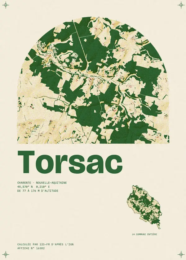 Affiche de Torsac, calculée par 123-fr d'après l'IGN