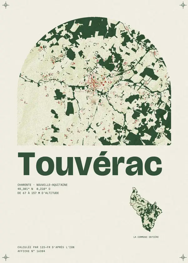 Affiche de Touvérac, calculée par 123-fr d'après l'IGN