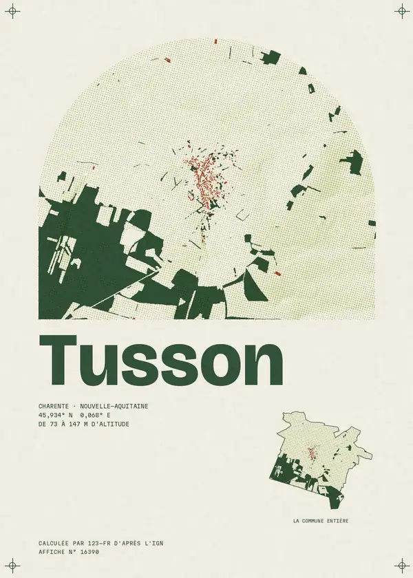 Affiche de Tusson, calculée par 123-fr d'après l'IGN