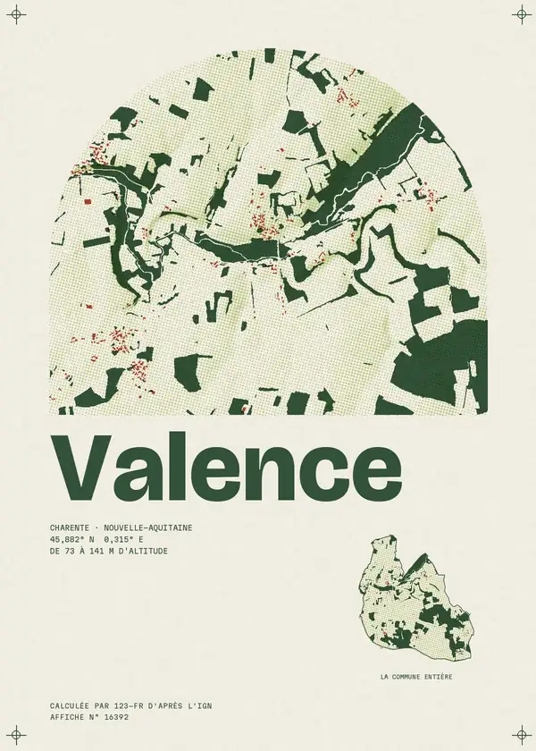 Affiche de Valence, calculée par 123-fr d'après l'IGN